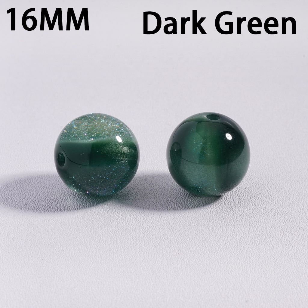 Multi Color Glitter Color Changing Cat Eye Style Shiny Round Acrylic Beads for Bracelets 16MM