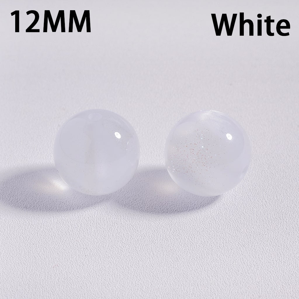 Glitter Multi‑Color Cat Eye Color‑Changing Round Acrylic Beads for Bracelets 12MM