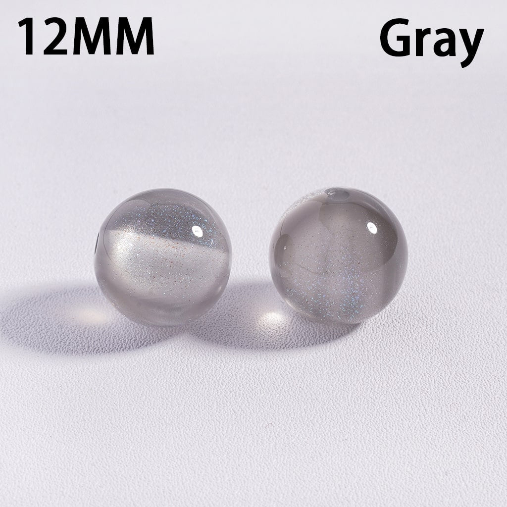 Glitter Multi‑Color Cat Eye Color‑Changing Round Acrylic Beads for Bracelets 12MM