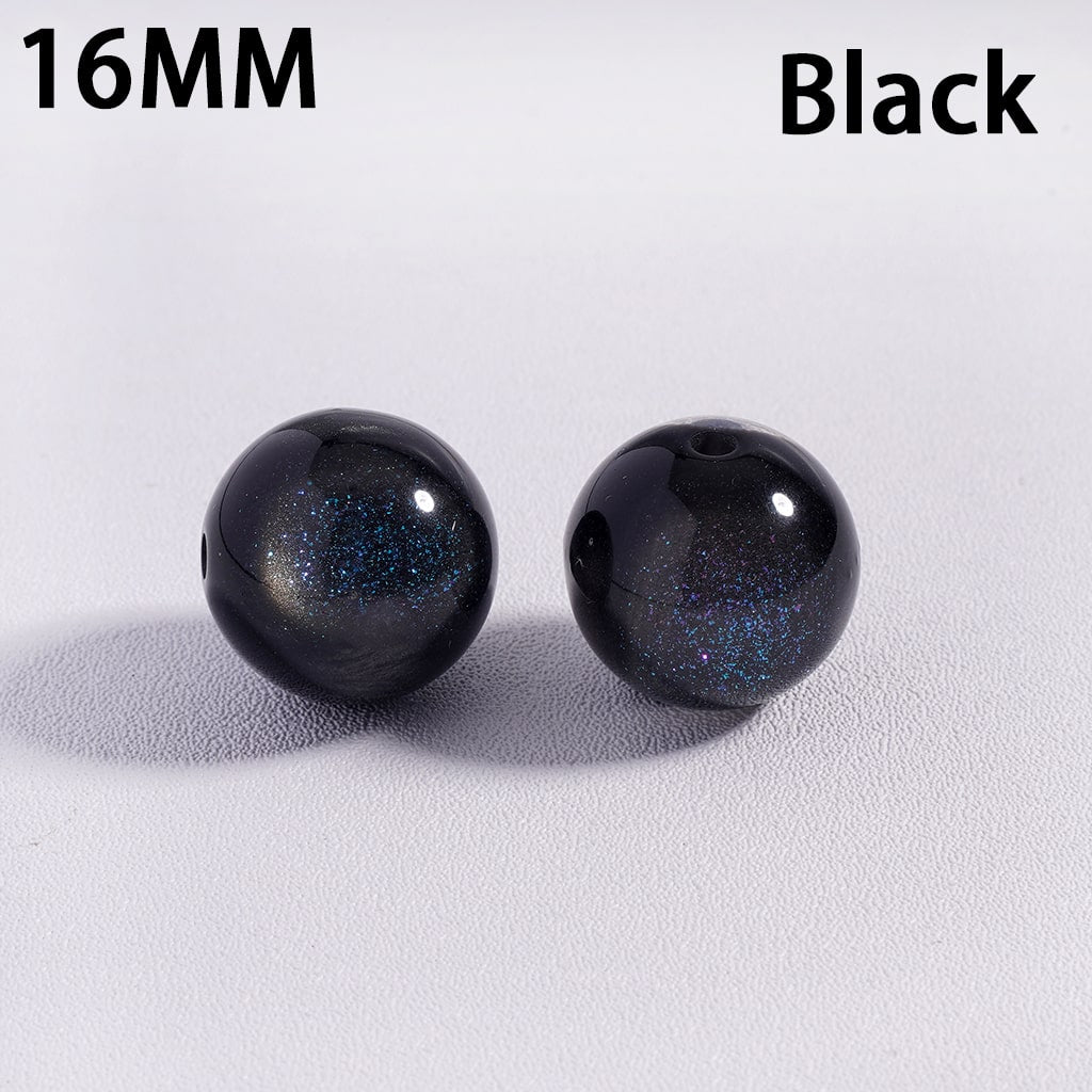 Multi Color Glitter Color Changing Cat Eye Style Shiny Round Acrylic Beads for Bracelets 16MM