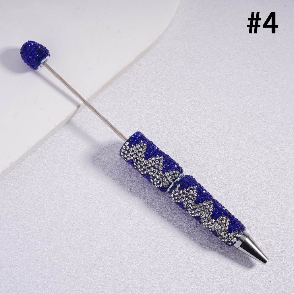 Fun Double Color Design Shiny Wavy Stripe Multi‑Color Beadable Clay Pens with Rhinestones