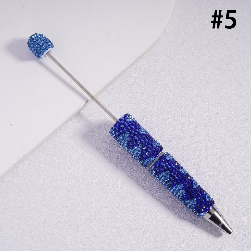 Fun Double Color Design Shiny Wavy Stripe Multi‑Color Beadable Clay Pens with Rhinestones