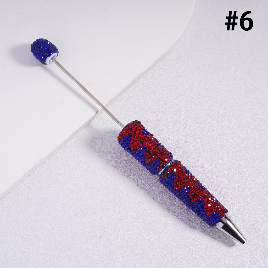 Fun Double Color Design Shiny Wavy Stripe Multi‑Color Beadable Clay Pens with Rhinestones