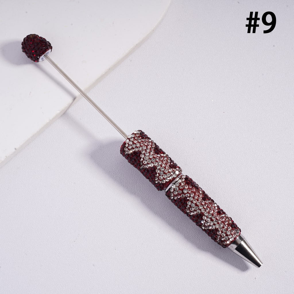 Fun Double Color Design Shiny Wavy Stripe Multi‑Color Beadable Clay Pens with Rhinestones