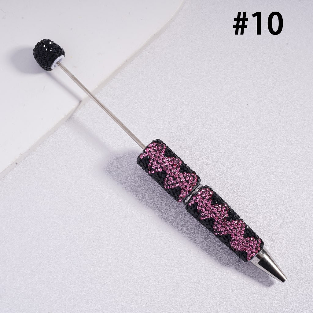 Fun Double Color Design Shiny Wavy Stripe Multi‑Color Beadable Clay Pens with Rhinestones