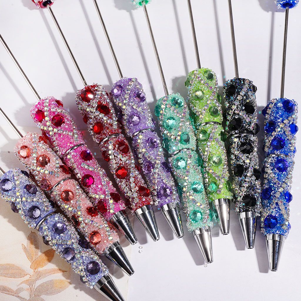 Glamorous Multicolor Rhinestones with X-Shaped AB Chains & Clear Cone Shaped Rhinestones Handmade Beadable Sugar Pens