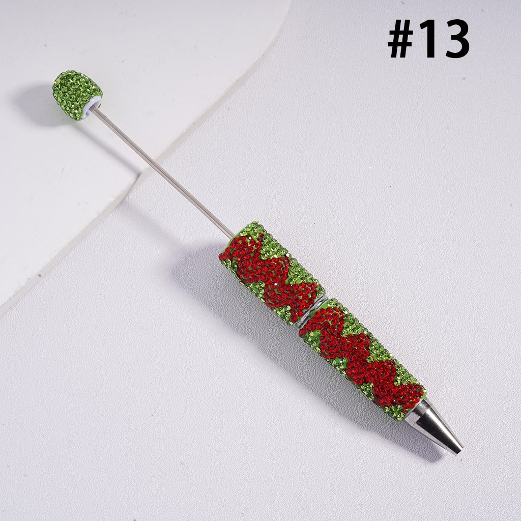 Fun Double Color Design Shiny Wavy Stripe Multi‑Color Beadable Clay Pens with Rhinestones