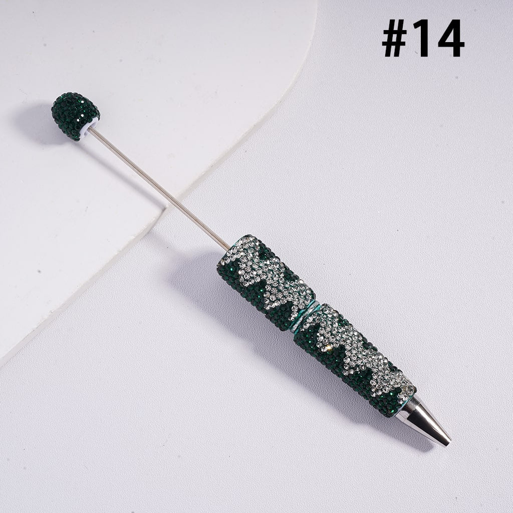 Fun Double Color Design Shiny Wavy Stripe Multi‑Color Beadable Clay Pens with Rhinestones