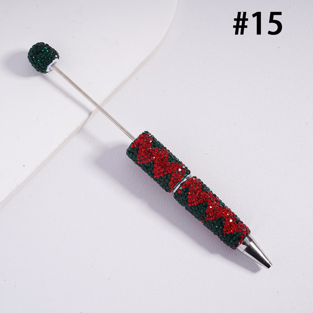 Fun Double Color Design Shiny Wavy Stripe Multi‑Color Beadable Clay Pens with Rhinestones