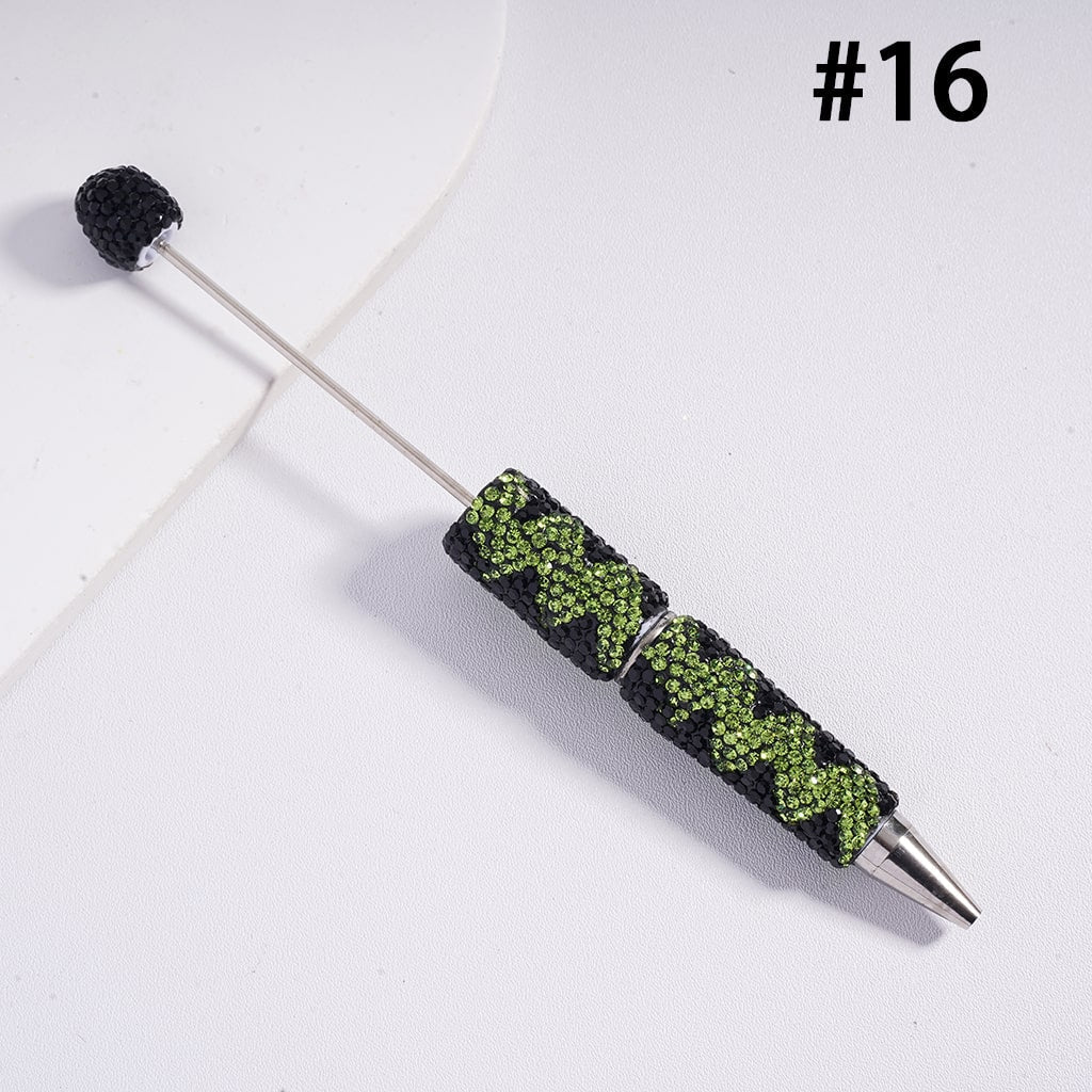 Fun Double Color Design Shiny Wavy Stripe Multi‑Color Beadable Clay Pens with Rhinestones