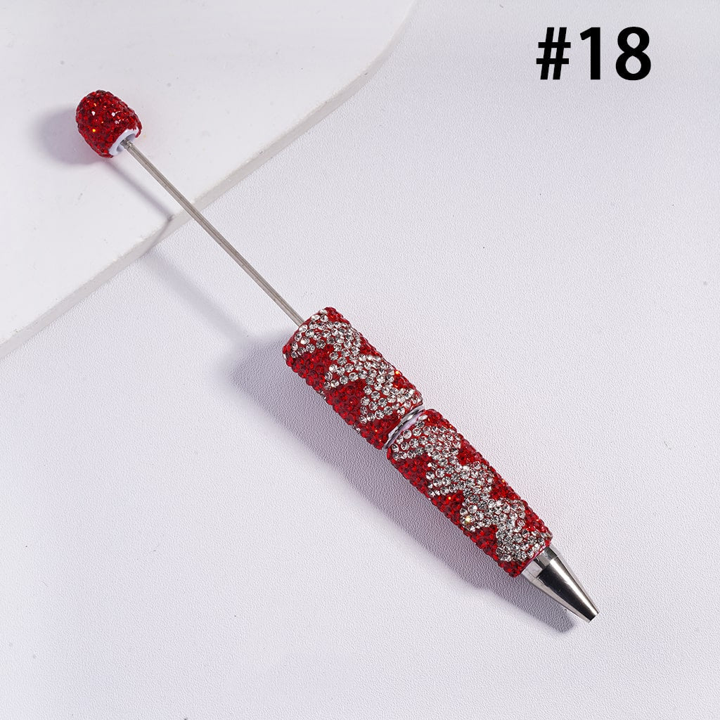 Fun Double Color Design Shiny Wavy Stripe Multi‑Color Beadable Clay Pens with Rhinestones