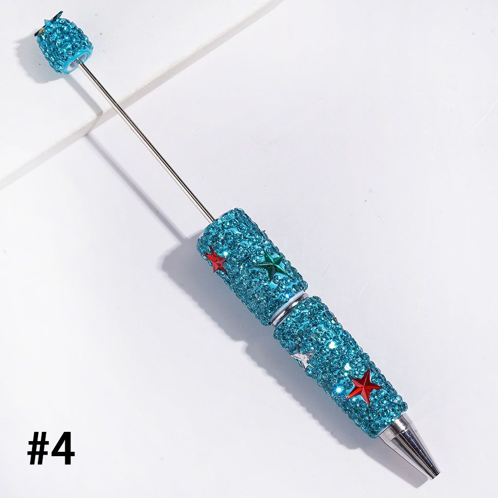 Colorful Star-Shaped Accent with Sparkling Rhinestone Covered Beadable Clay Pens, Multi-Color