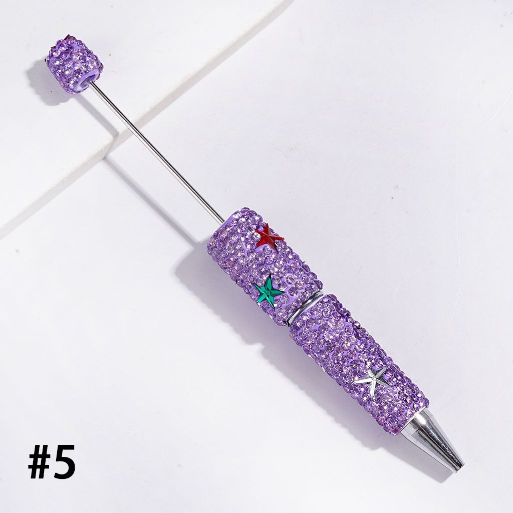Colorful Star-Shaped Accent with Sparkling Rhinestone Covered Beadable Clay Pens, Multi-Color