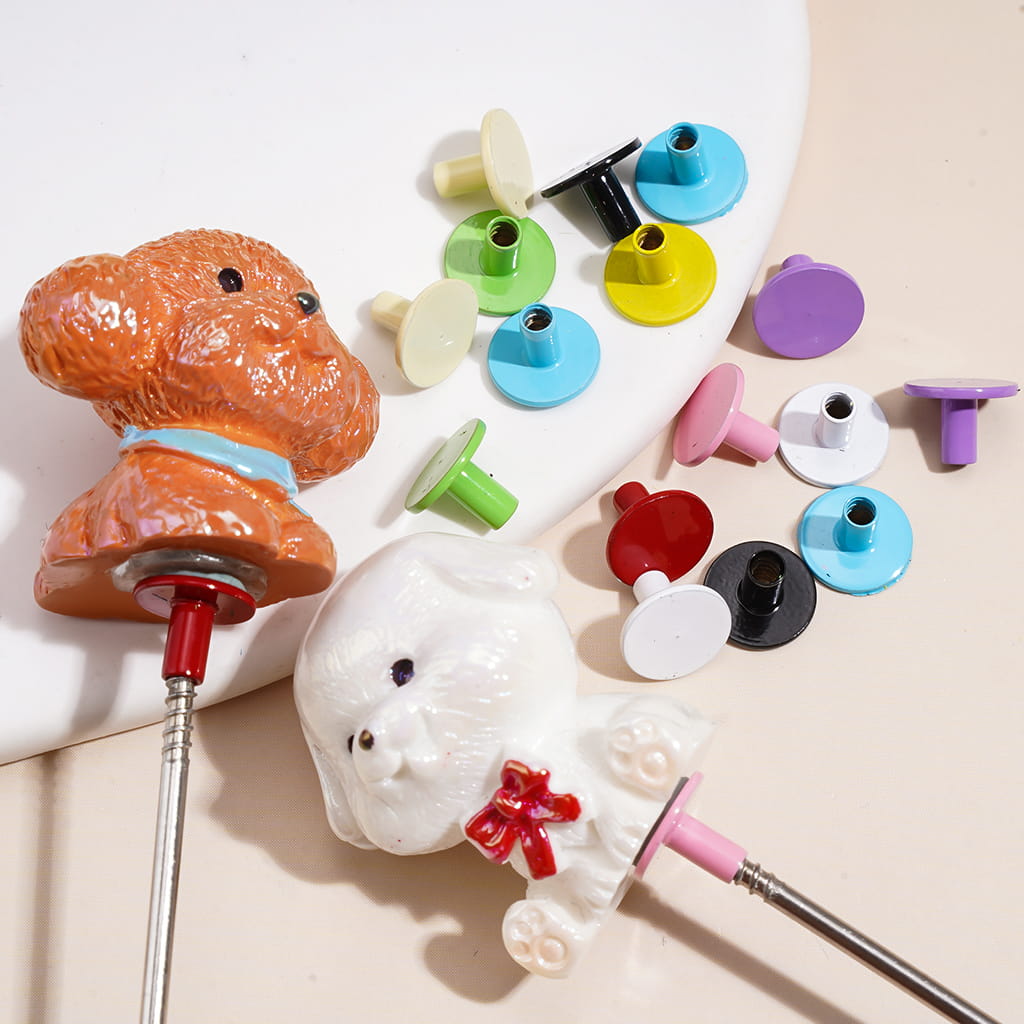Colorful Metal Vibrant Solid Color Ornament Topper for DIY Beadable Pens, Random Mix (No Dog Included)