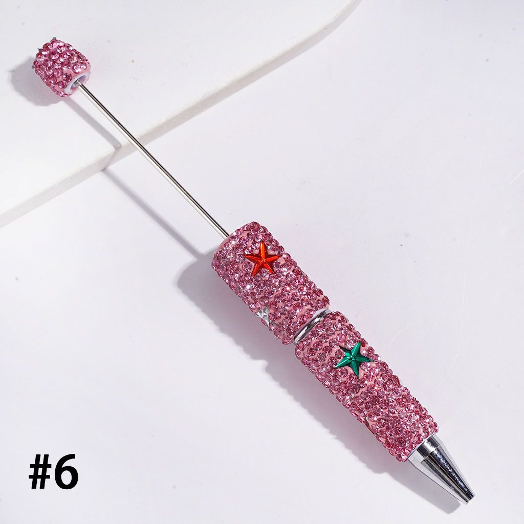 Colorful Star-Shaped Accent with Sparkling Rhinestone Covered Beadable Clay Pens, Multi-Color
