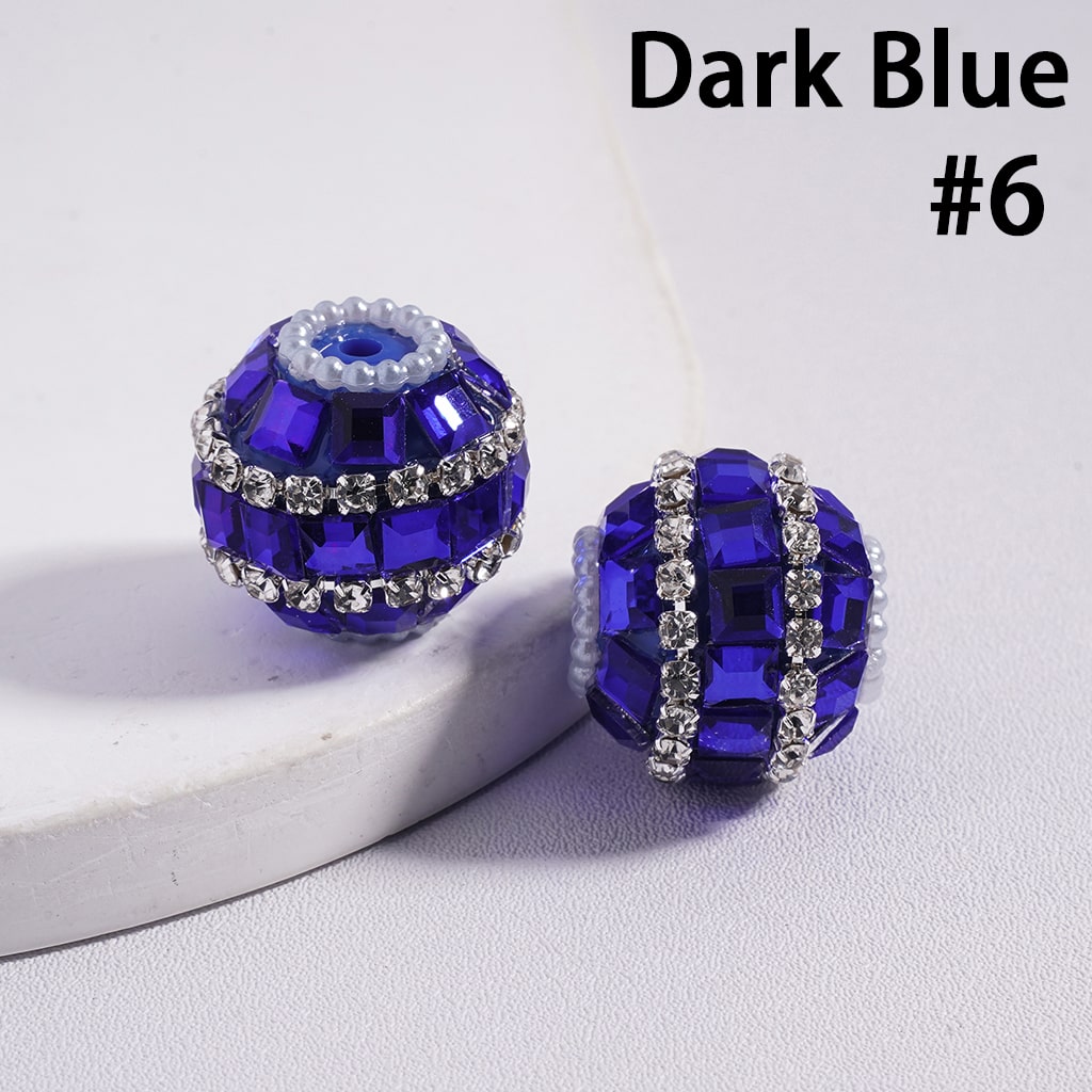 Colorful Square Clear Rhinestone and White Pearl Chains Round Acrylic Beads 18MM