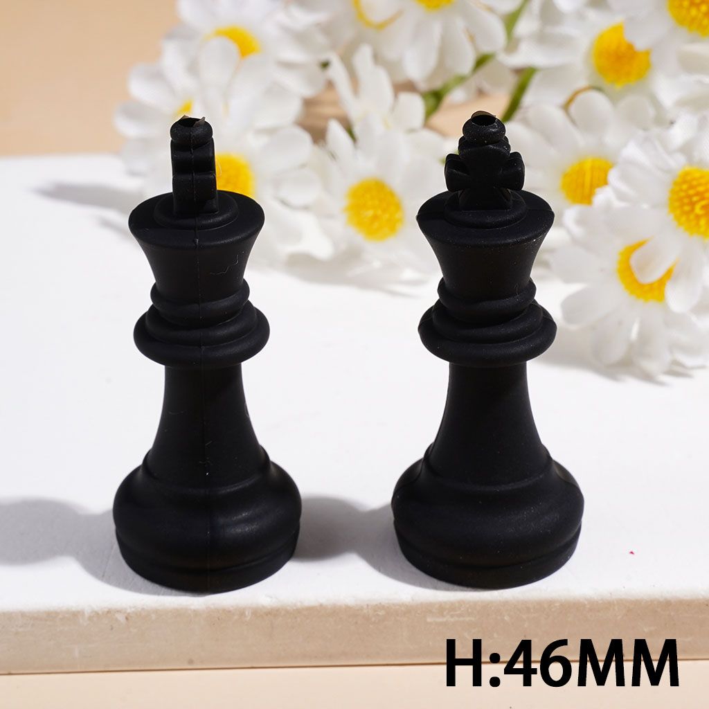 3D Classic Black Chess Piece King, Queen & More Silicone Focal Beads, Random Mix