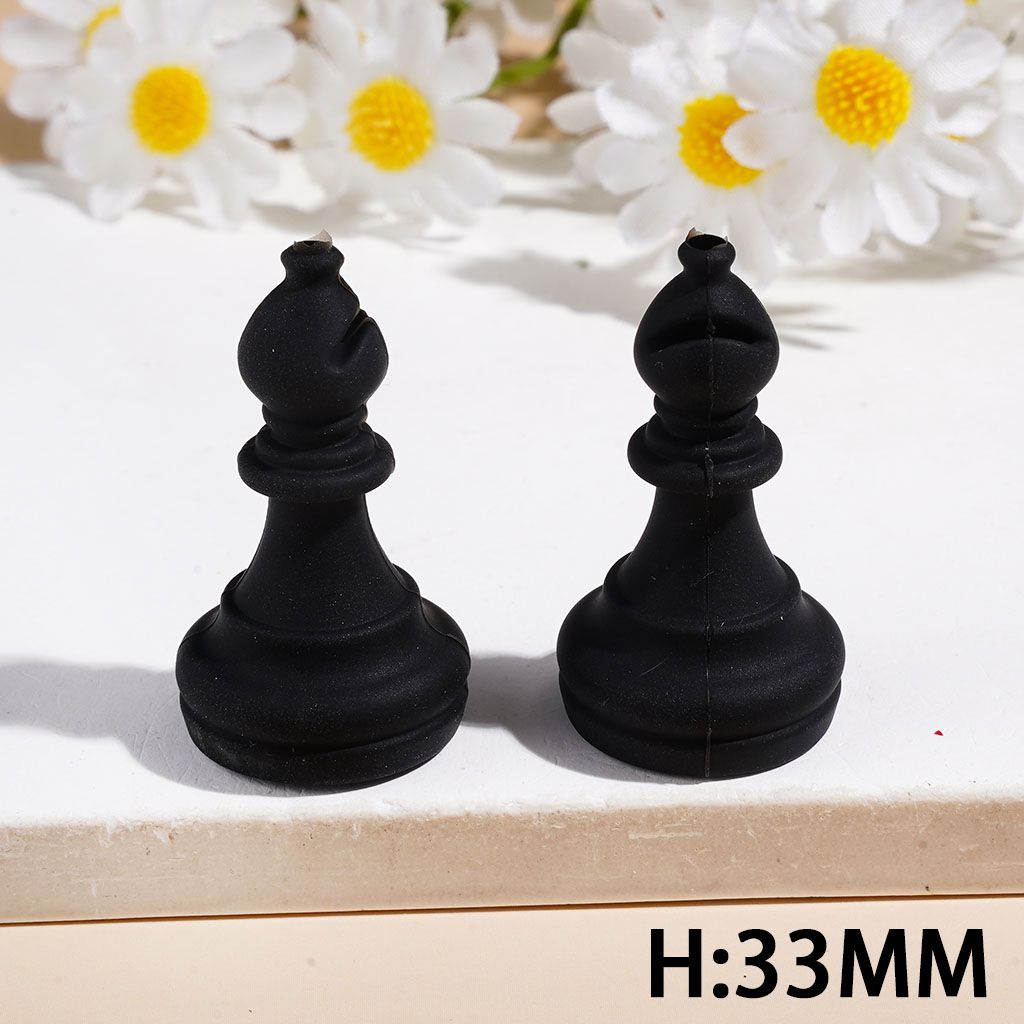 3D Classic Black Chess Piece King, Queen & More Silicone Focal Beads, Random Mix