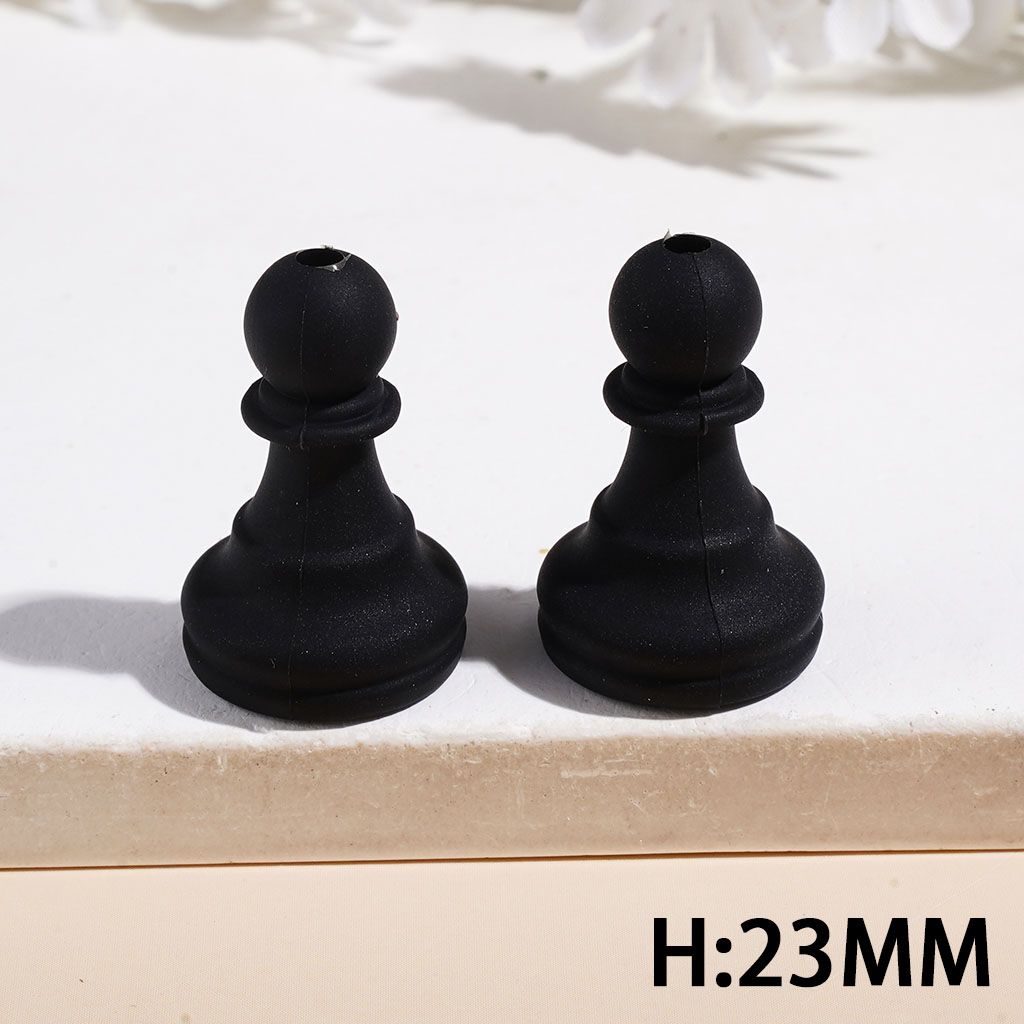 3D Classic Black Chess Piece King, Queen & More Silicone Focal Beads, Random Mix