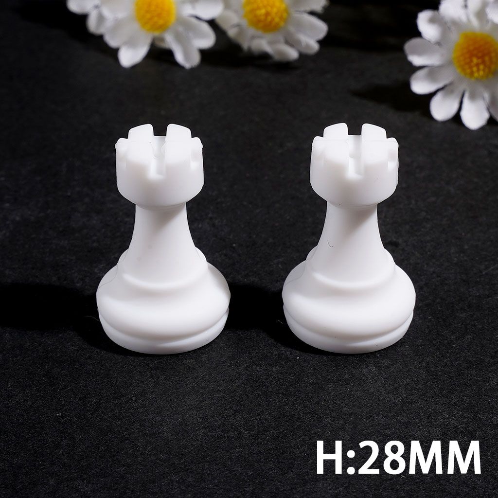 3D Elegant White Chess Piece King, Queen & More Silicone Focal Beads, Random Mix