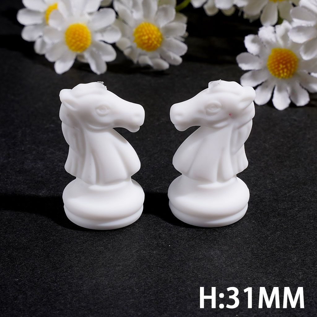 3D Elegant White Chess Piece King, Queen & More Silicone Focal Beads, Random Mix