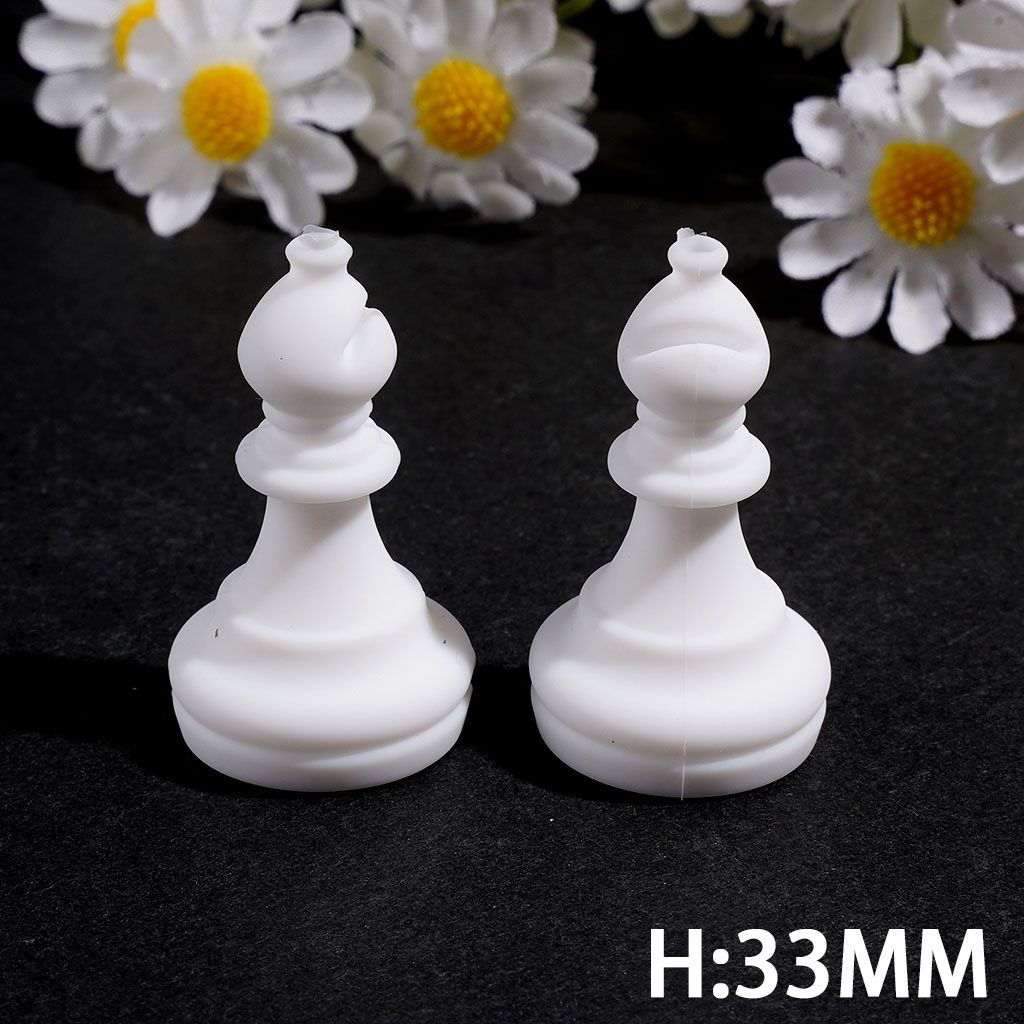 3D Elegant White Chess Piece King, Queen & More Silicone Focal Beads, Random Mix