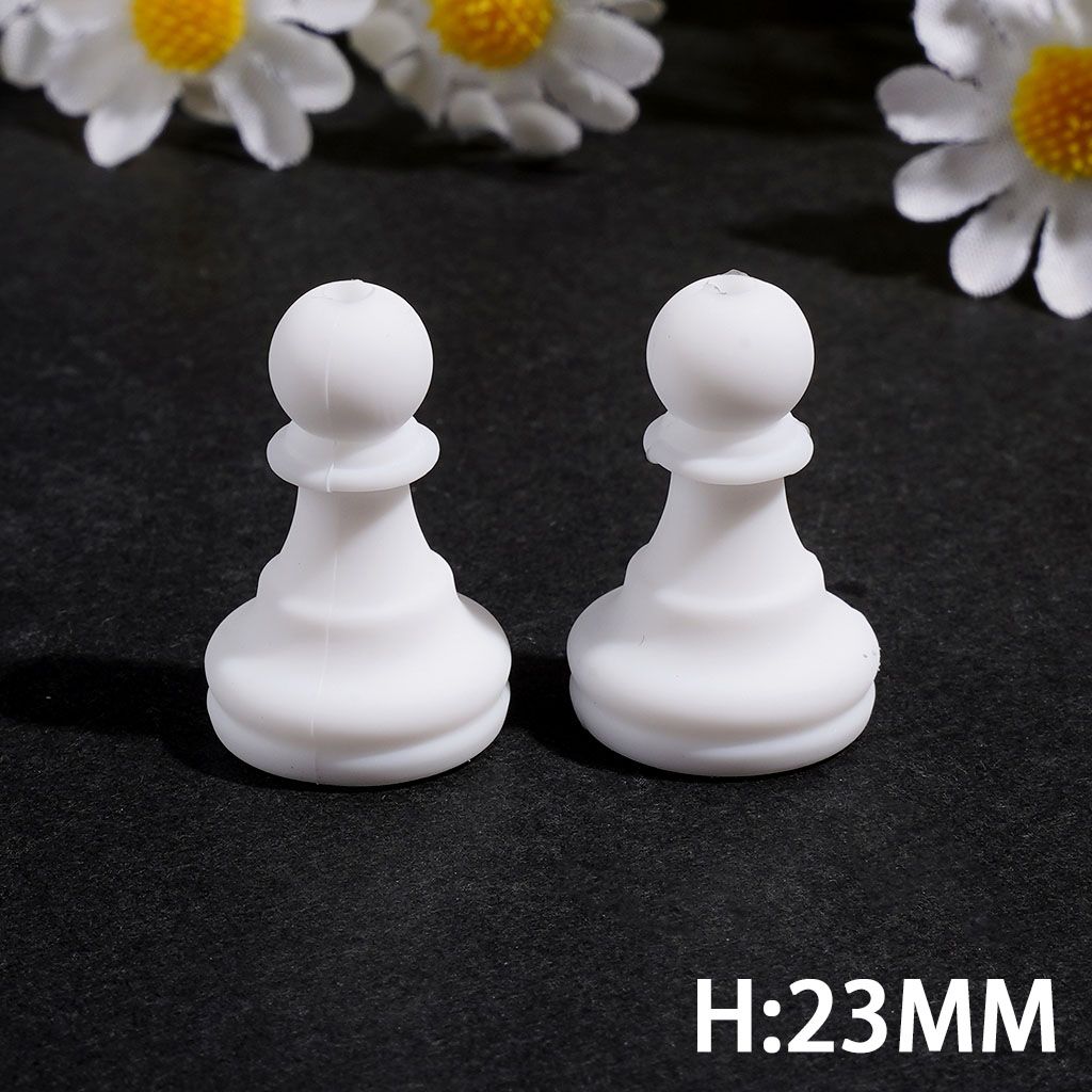 3D Elegant White Chess Piece King, Queen & More Silicone Focal Beads, Random Mix
