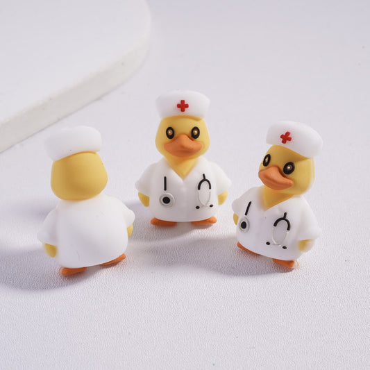 3D Cute Yellow Doctor Duck Medical Costume Silicone Focal Bead