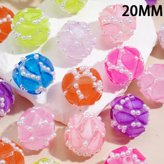 Handmade Water Drop Rhinestone and White Pearl Acrylic Beads, 20MM, Random Mix