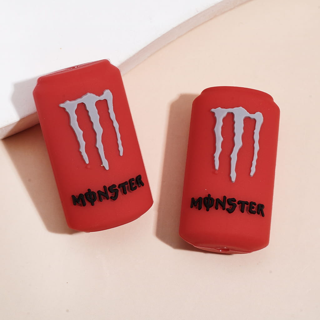 Cool Energy Drink Can with Claw Mark Design Silicone Focal Beads 16*29MM, Multi-Color