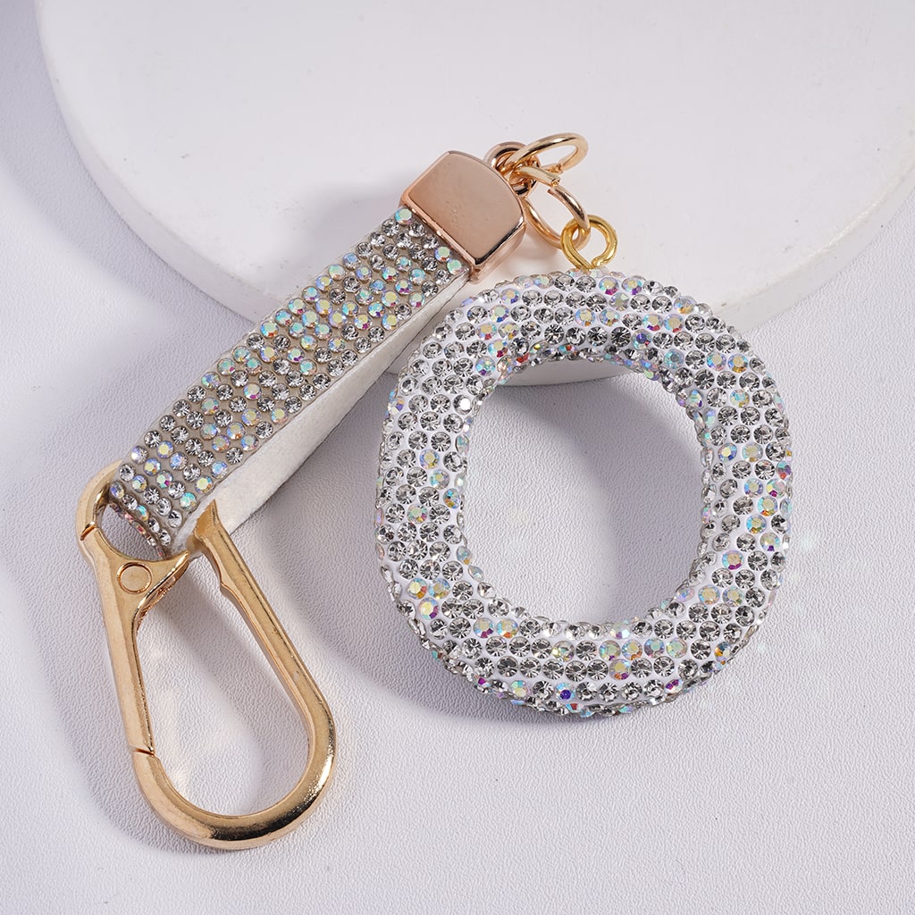 Lobster Clasp with Rhinestone Initial A-Z Letter with Rhinestone Tassel Closure Metal Keychain Clay Charm Pendant (Please Read Description)