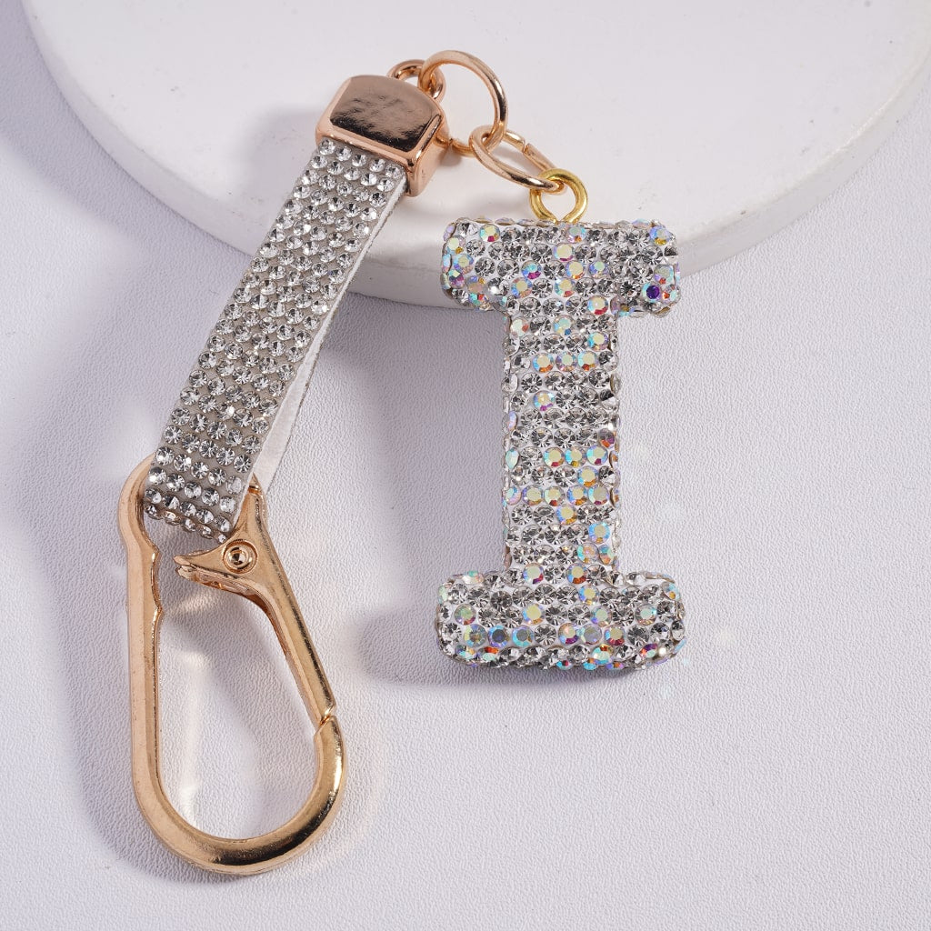 Lobster Clasp with Rhinestone Initial A-Z Letter with Rhinestone Tassel Closure Metal Keychain Clay Charm Pendant (Please Read Description)