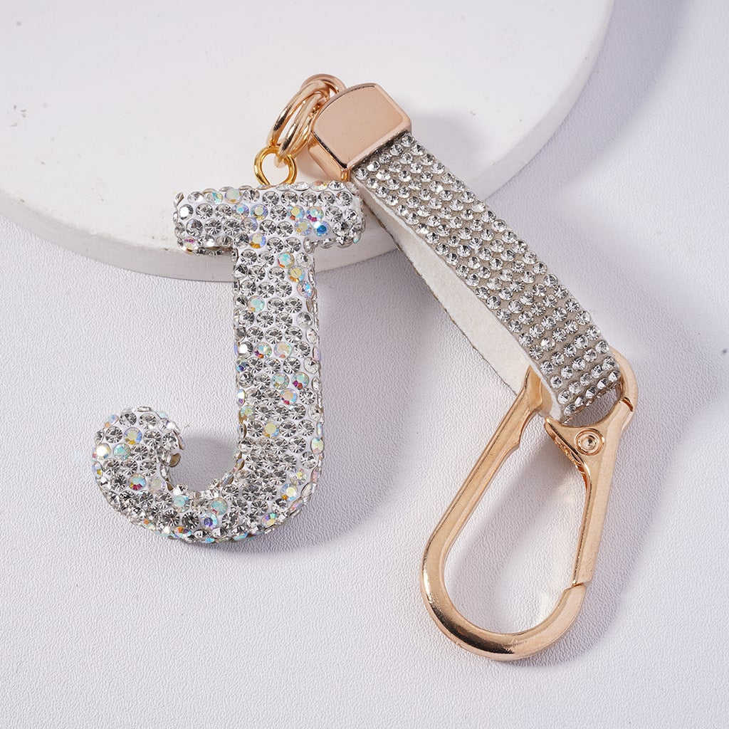 Lobster Clasp with Rhinestone Initial A-Z Letter with Rhinestone Tassel Closure Metal Keychain Clay Charm Pendant (Please Read Description)