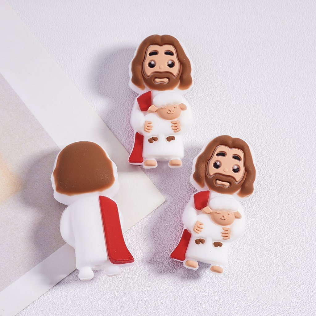3D Church Building with Cross Jesus, Mary & Nun Catholic Christianity Series Silicone Focal Beads