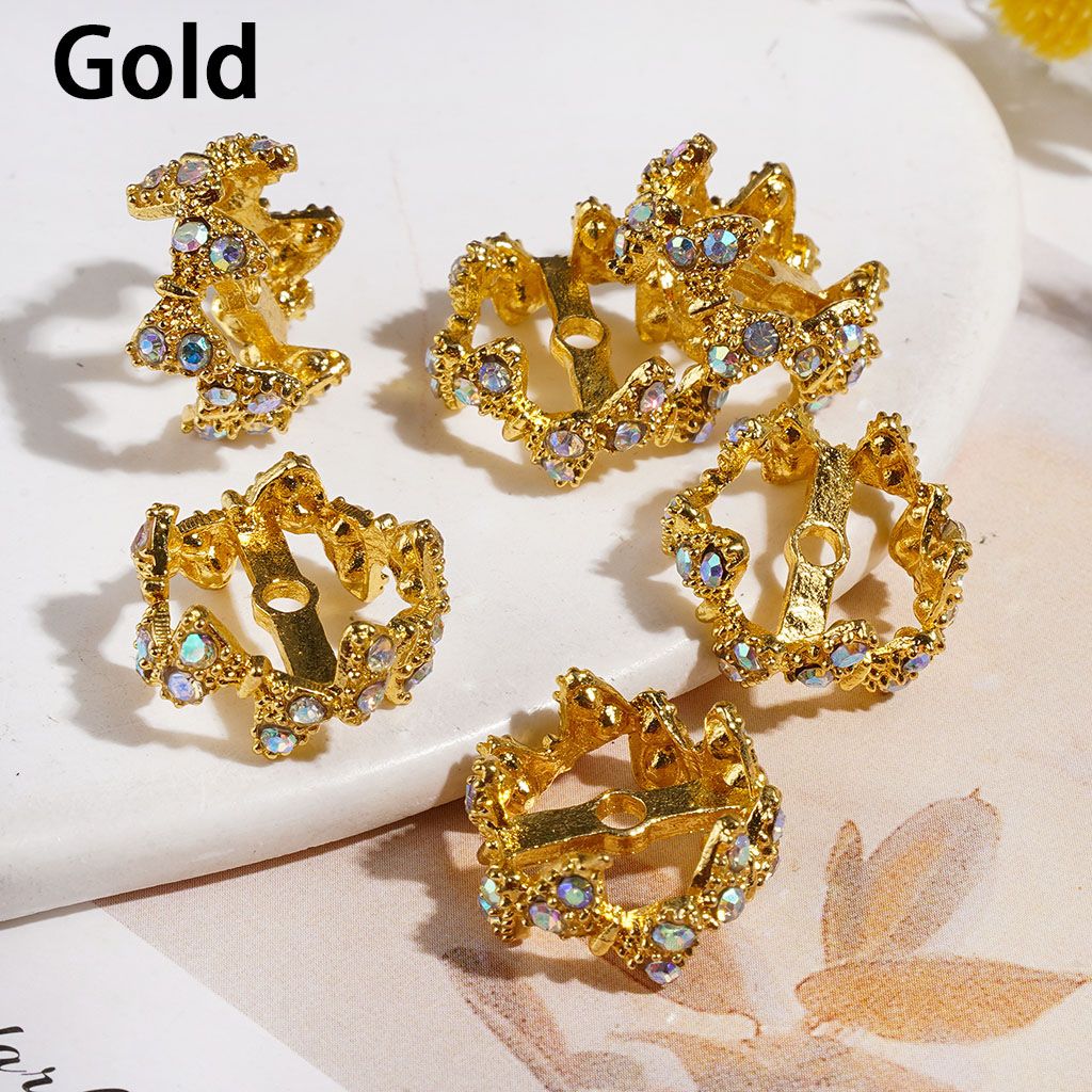 Elegant Butterfly Alloy Metal Bead Cages with Sparkling AB Rhinestone Bead Cap, 16MM, Multi-Color, Random Mix (They Fit 14MM Beads)