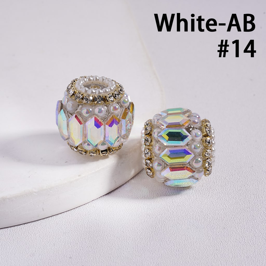 Hexagon Rhinestone with Pearl & Crystal Chain Multi Color Round Acrylic Beads 18MM