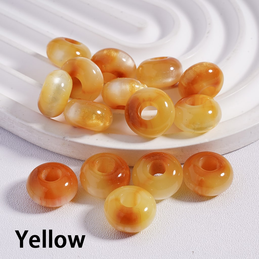 Cat Eye Style Wheel Shape with Gold Glitter Shiny Big Hole Acrylic Beads 7*13MM Random Mix