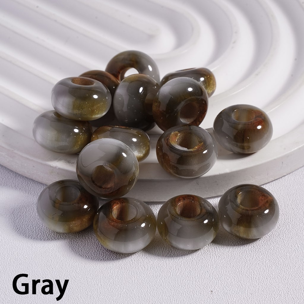 Cat Eye Style Wheel Shape with Gold Glitter Shiny Big Hole Acrylic Beads 7*13MM Random Mix