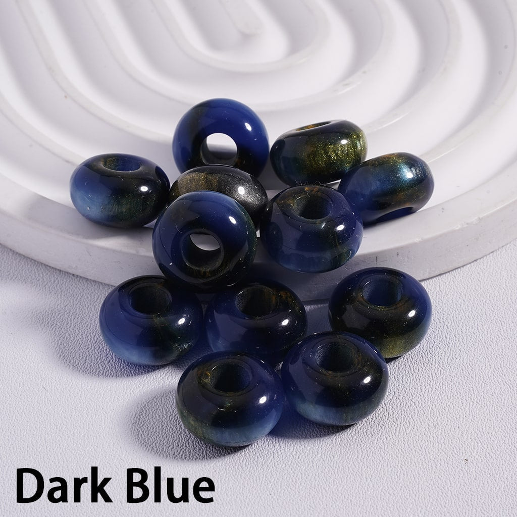 Cat Eye Style Wheel Shape with Gold Glitter Shiny Big Hole Acrylic Beads 7*13MM Random Mix