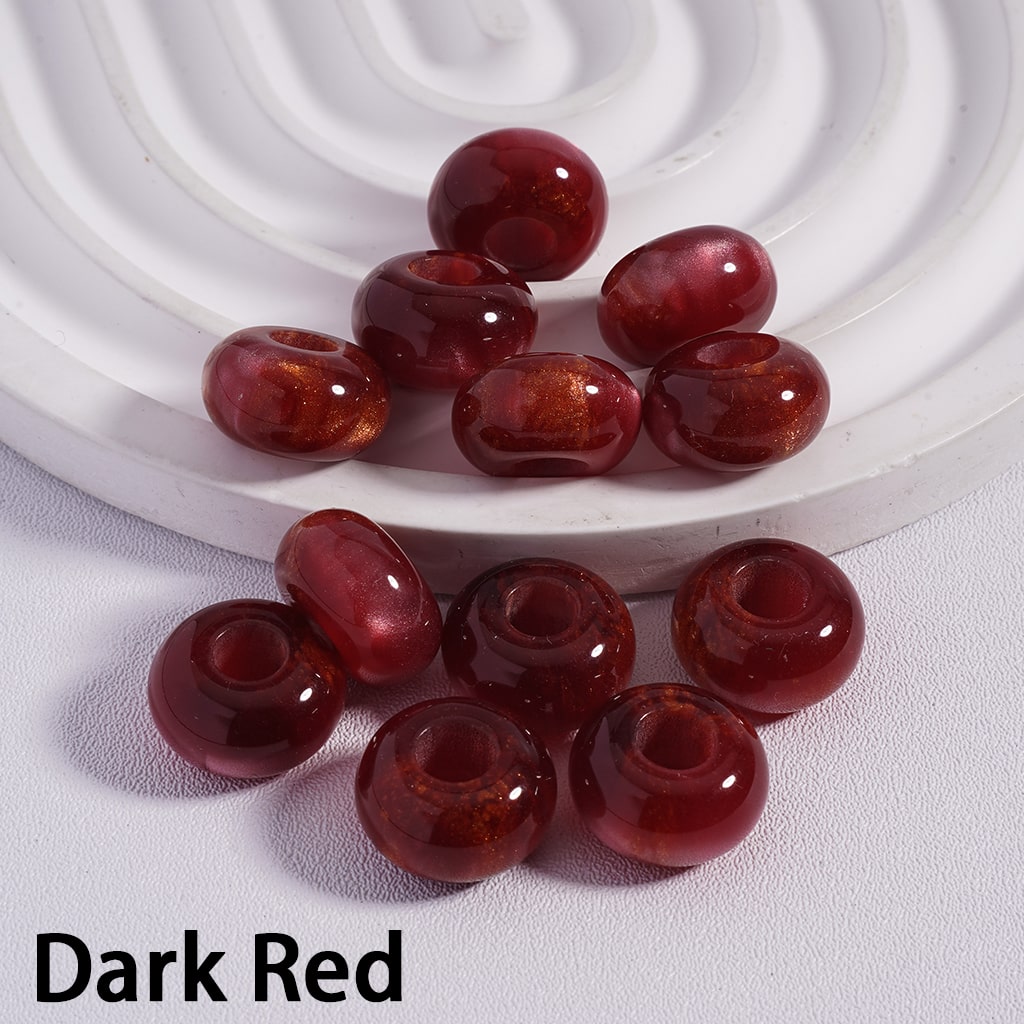 Cat Eye Style Wheel Shape with Gold Glitter Shiny Big Hole Acrylic Beads 7*13MM Random Mix