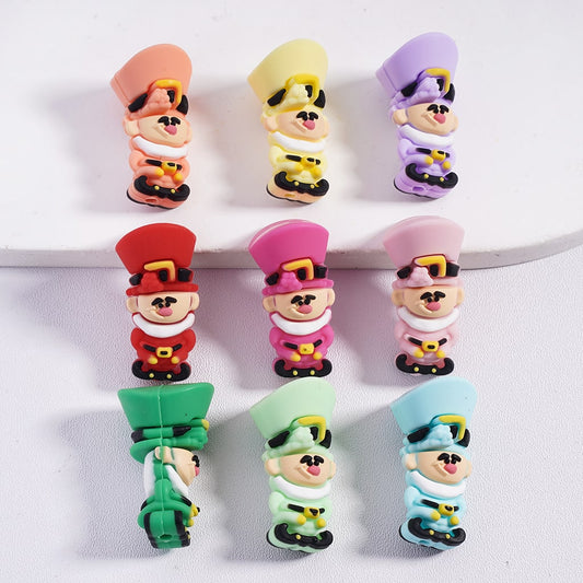 3D Gnome Elf with Multicolor Uniform & Tall Hat Group Style Silicone Focal Beads Random Mix