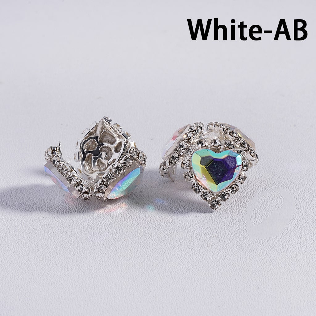 Colorful Heart Rhinestone Fancy Bead Cages with Crystal Chain Multi-Color Alloy Bead Cap, Fits 16MM Beads