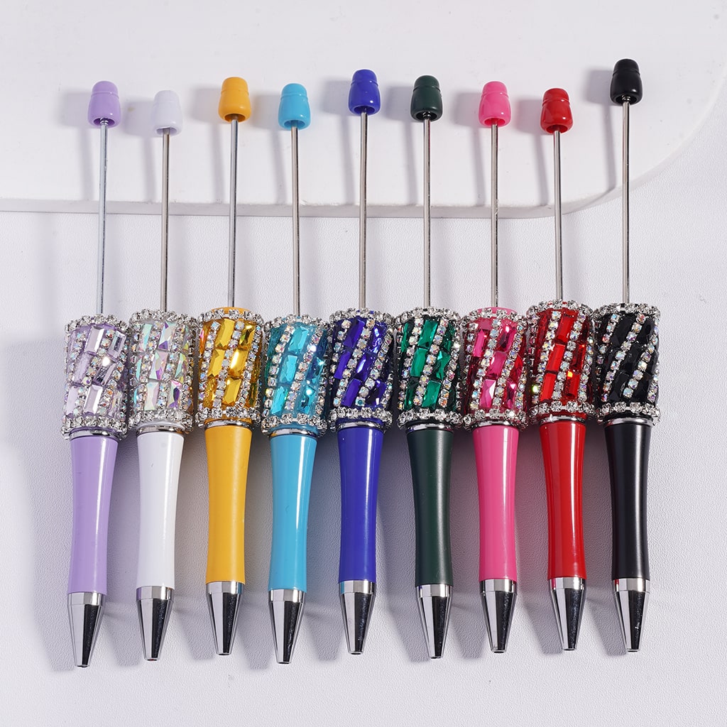 Rainbow Multi Color Beadable Pens with Rhinestone Chains Full Crystal Covered