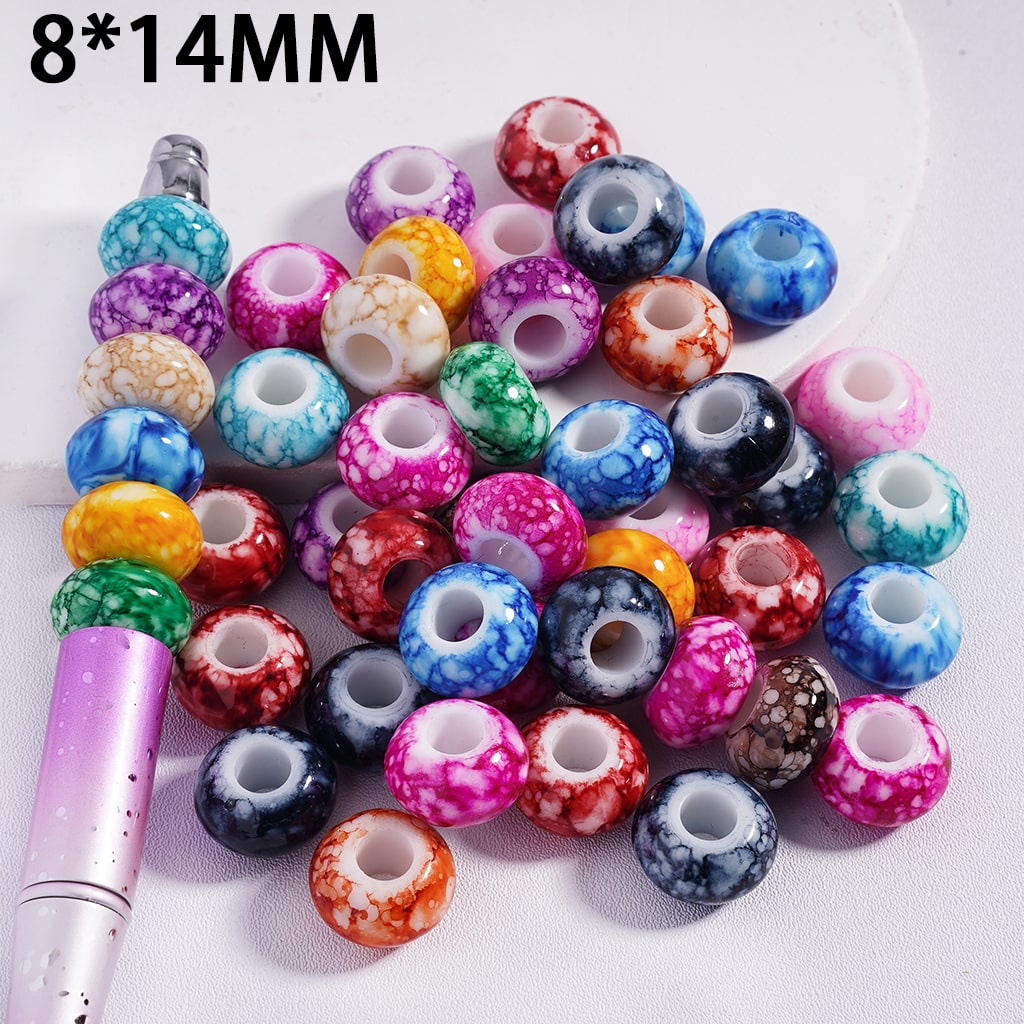 Gradient Abacus Shape Multi-Color Acrylic Beads Big Hole  8*14MM, Random Mix