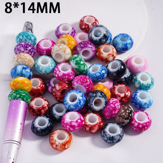 Gradient Abacus Shape Multi-Color Acrylic Beads Big Hole  8*14MM, Random Mix