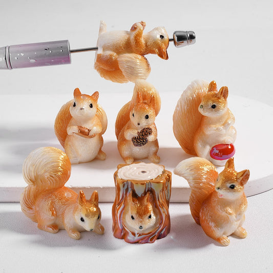 UV Coating Cute Squirrel Shape Acrylic Beads  Random Mix