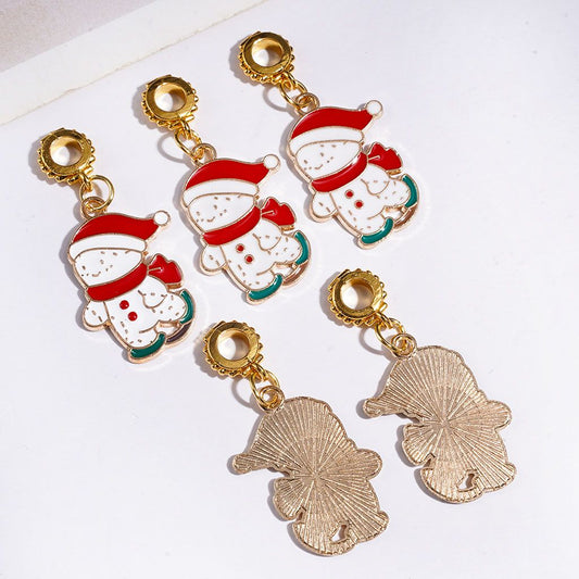 Festive Gold Alloy Snowman Christmas Theme Bail Loop Beads for Charms & Pendants, Jewelry Accessories