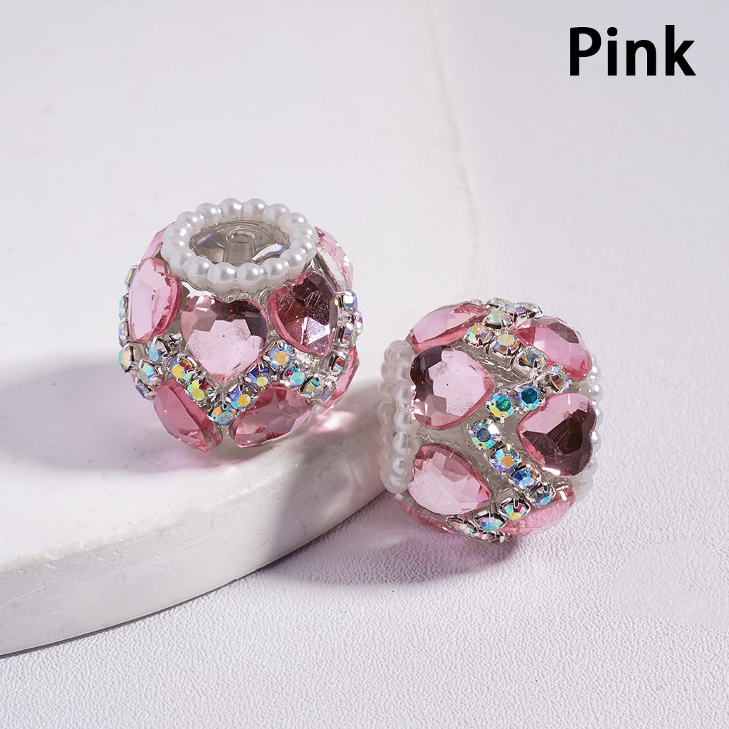 Heart Shaped Rhinestones with Wave Shape AB  Rhinestone & White Pearl Chain Multi Color Acrylic Beads 20MM