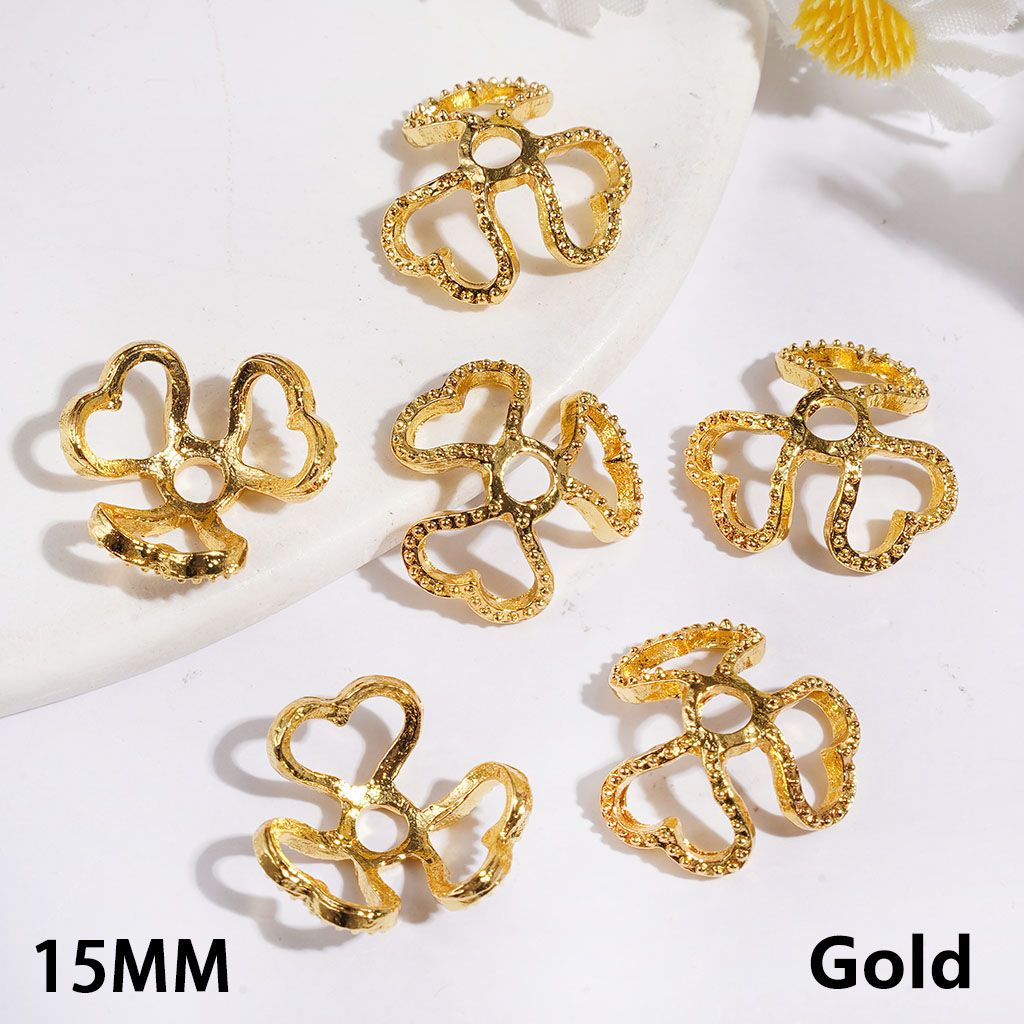 Adorable Heart-Shaped Design Alloy Bead Cap Cage, 15MM, Multi-Color (Fits 16MM Beads)