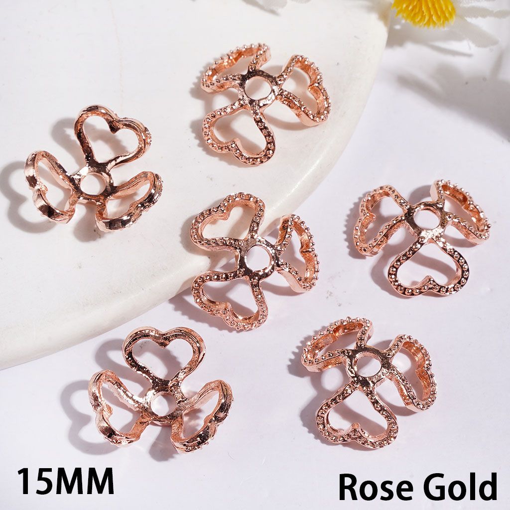 Adorable Heart-Shaped Design Alloy Bead Cap Cage, 15MM, Multi-Color (Fits 16MM Beads)